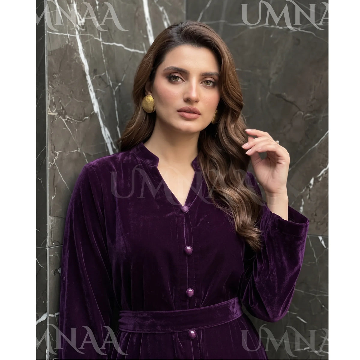 UA-301 Coat Style Velvet Co-Ords 2 Pc | Umnaa