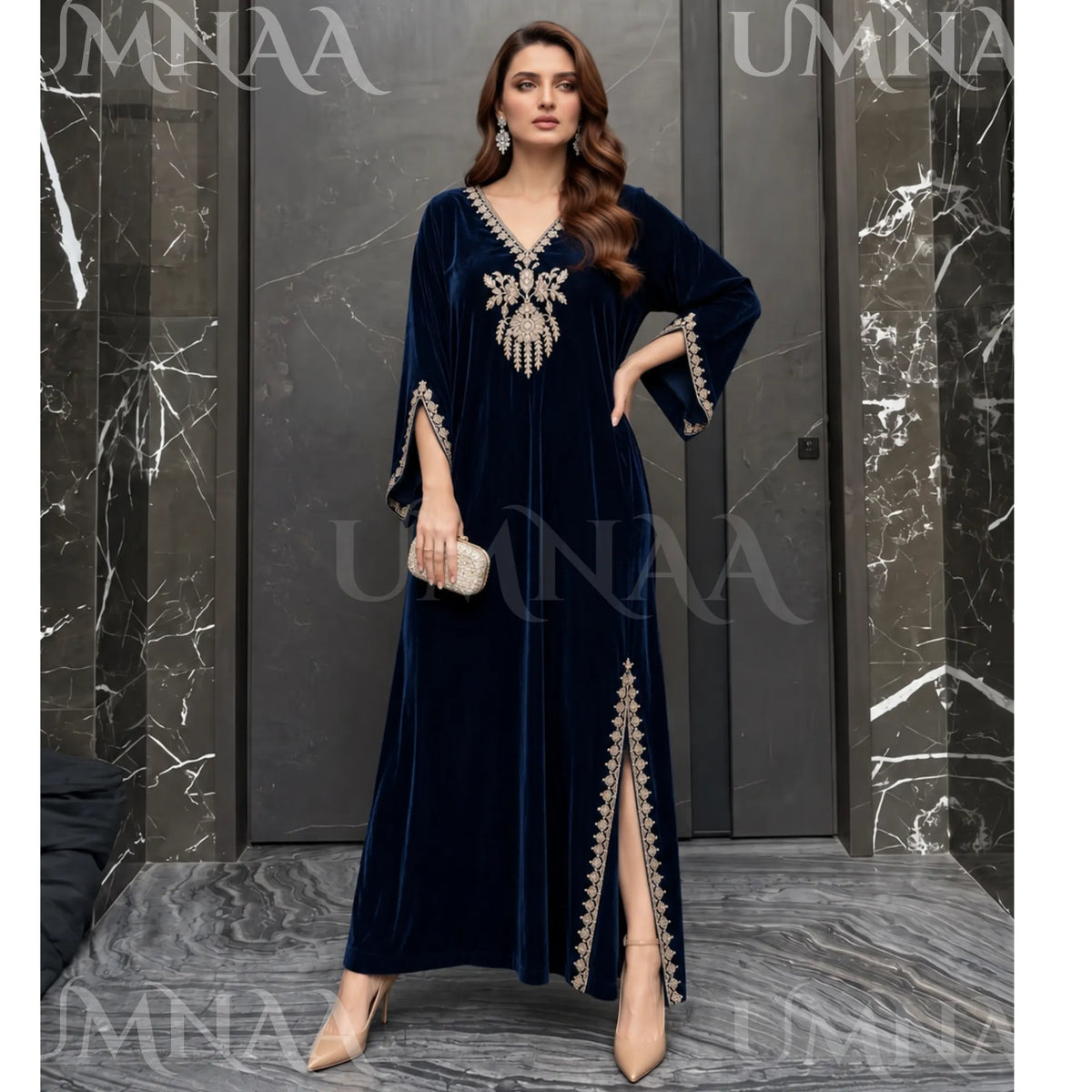 UA-304 Luxury Embroidered Kaftan 1 Pc | Umnaa
