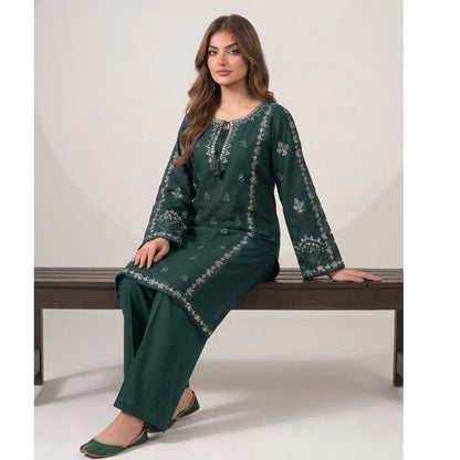 UA-305 Embroidered Dhanak Co-Ord set | Umnaa