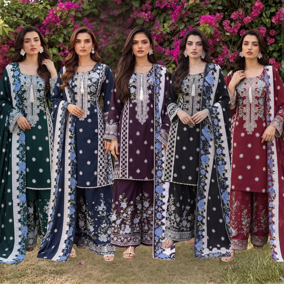 UA-310 Embroidered Dhanak Farshi Shalwar 3 Pc | Umnaa