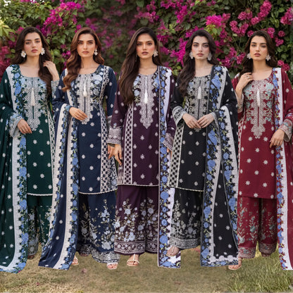 UA-310 Embroidered Dhanak Farshi Shalwar 3 Pc | Umnaa