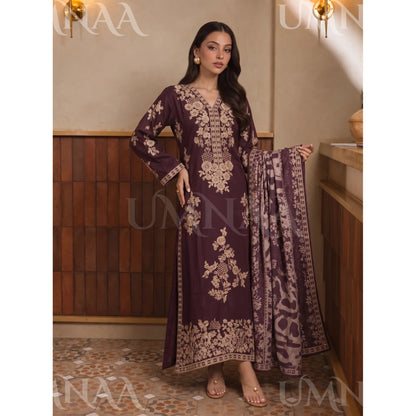 UA-317 Luxury Linen Kaftan Style 3 Pc | Umnaa