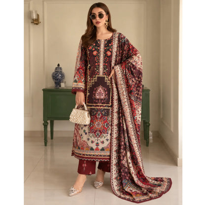 UA-325 Printed Kaftan Khaddar Style 3 Pc Collection | Umnaa