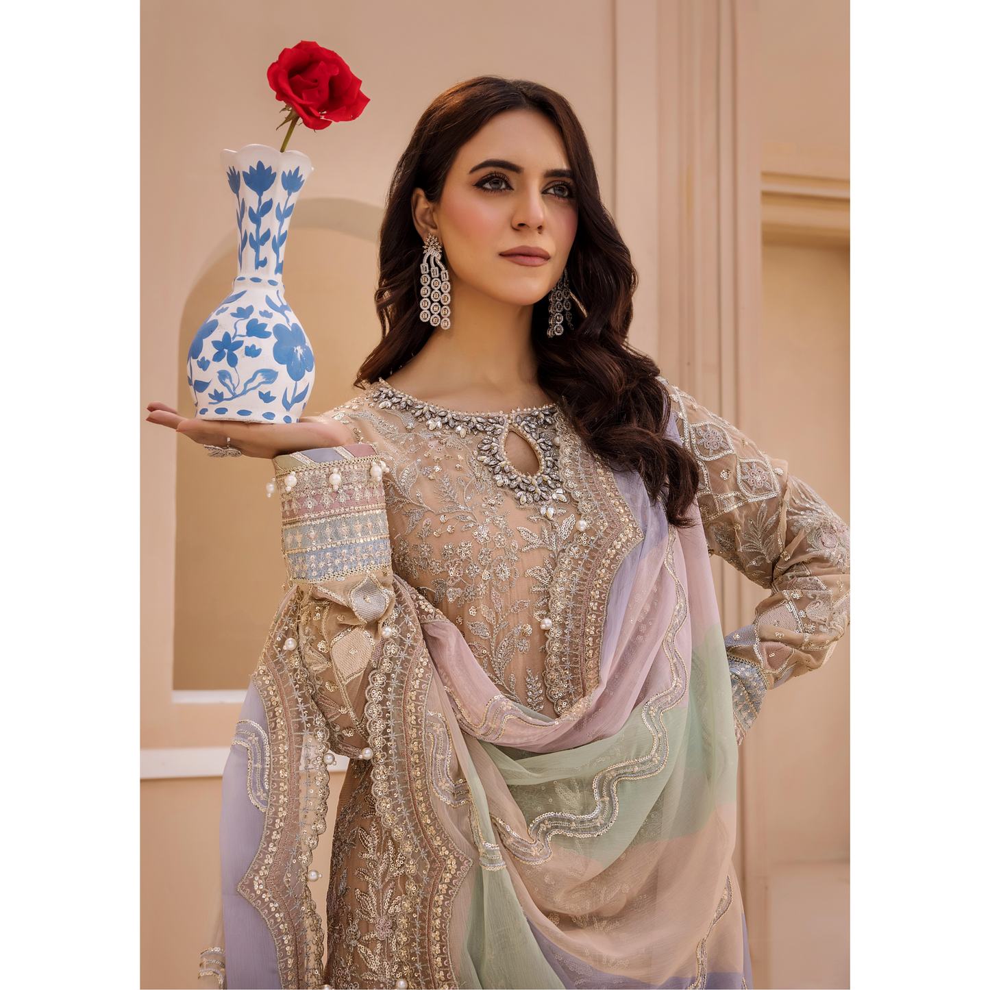 UTT-10 "Chantelle" Embroidered Chiffon Festive Collection by Traditional Thread