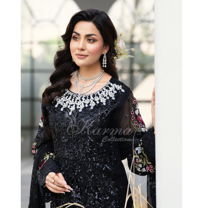 Luxury Embroidered Chiffon long Maxi with chiffon duppata  | Wedding Collection | karma Collection | UMKC01101