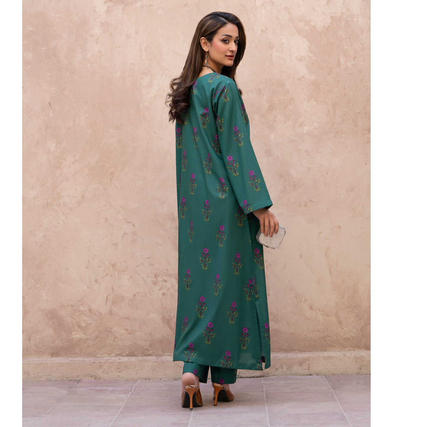 RA-34 Embroidered Lawn Kaftan Style and Short Farshi Shalwar 2 Piece Casual Summer Collection by Raniya.h