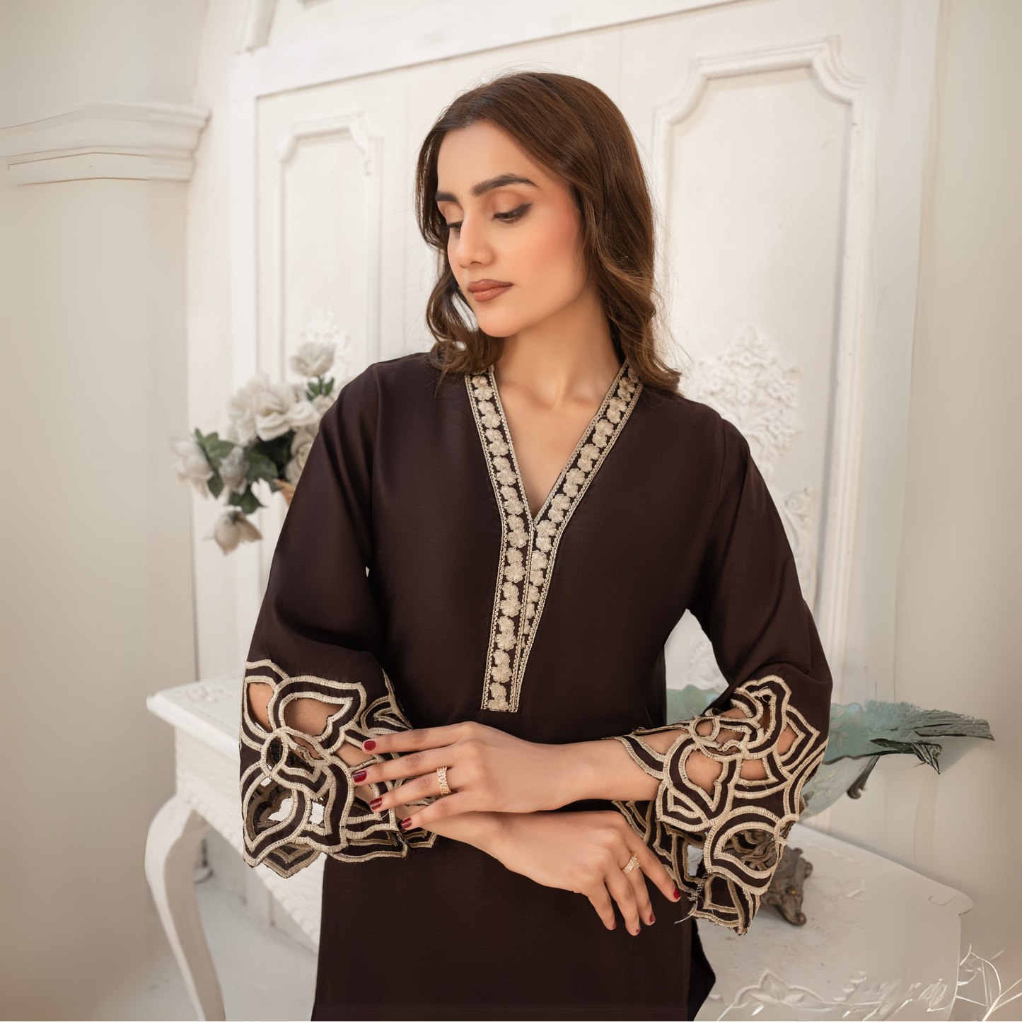 Embroidered Viscose Linen 2 Pc Pakistani Co Ord Set Dress | UMNAA