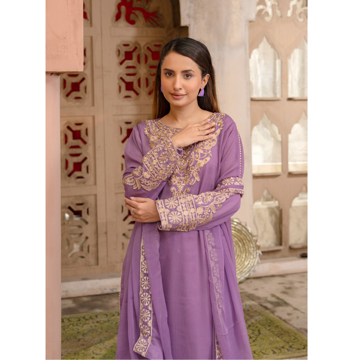 UMRZ-50 Luxury Chiffon Embroidered 3 Pc Collection by Rangz