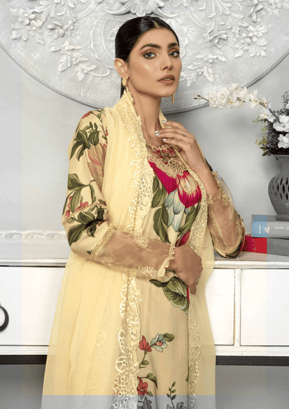 Gold Skin 3 Piece Linen Suit-Embroidered (Simrans)