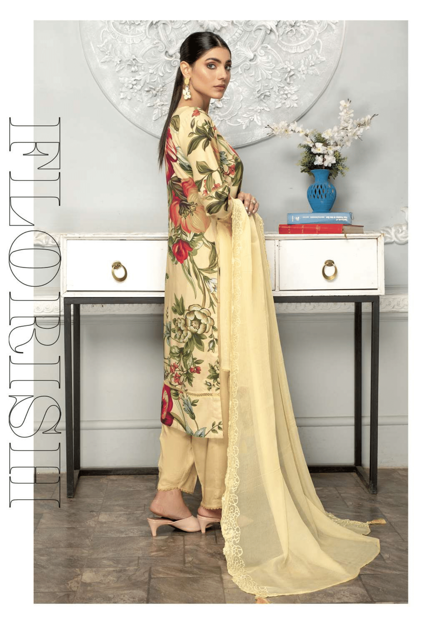 Gold Skin 3 Piece Linen Suit-Embroidered (Simrans)