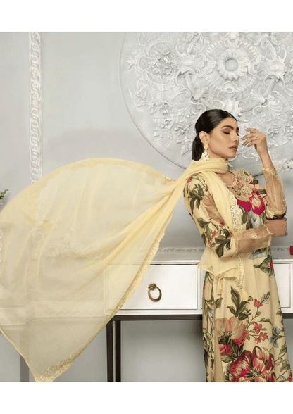 Gold Skin 3 Piece Linen Suit-Embroidered (Simrans)