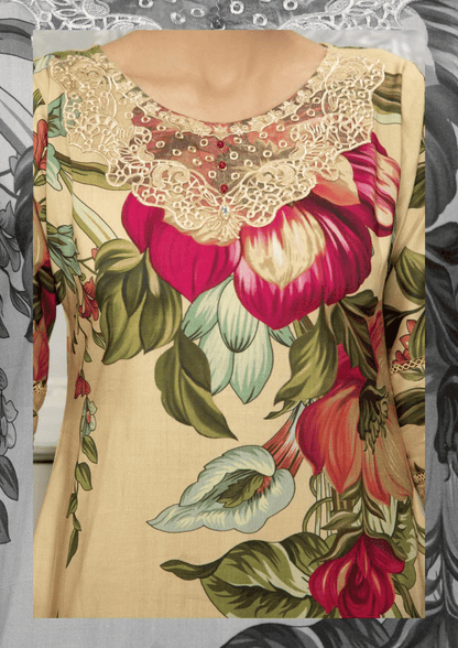 Gold Skin 3 Piece Linen Suit-Embroidered (Simrans)