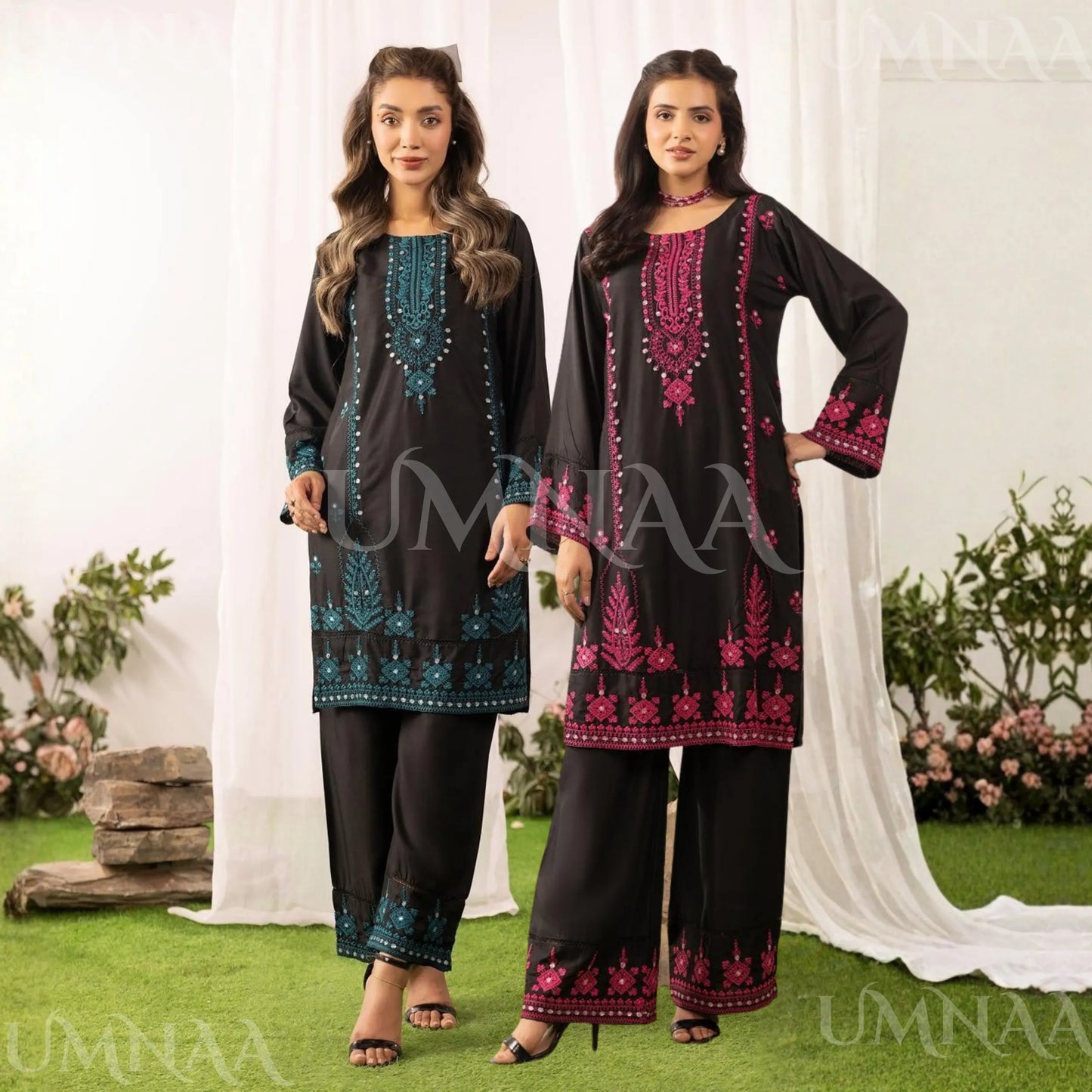 UMS-59 Embroidered Linen Co-Ords Set 2 Pc Set by Simrans