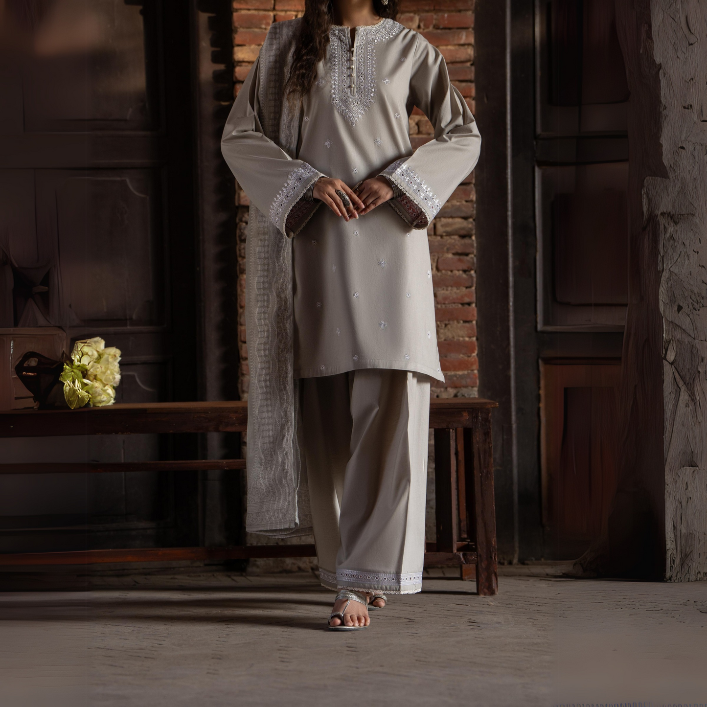 3 Pc Embroidered Cambric Cotton Ready to Wear Eid Collection by Casuallite | UCA-13