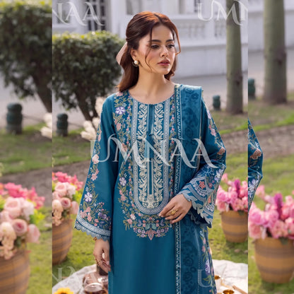 UA-246 Embroidered Cotton 3 Pc Collection Ready to Wear Pakistani Asian clothes by Umnaa