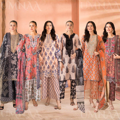 RA-37 Embroidered Printed Lawn Dress with Printed Cotton Silk Dupatta | Women's 3 Piece Summer Suit