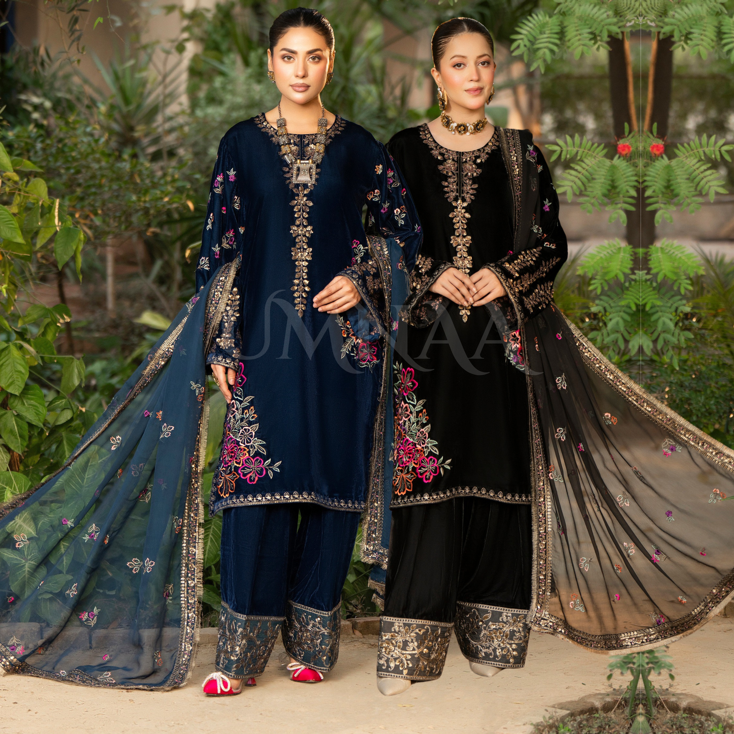 F-490 "Sehar" Luxury Embroidered Velvet Dress by Karma Collection