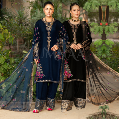 F-490 "Sehar" Luxury Embroidered Velvet Dress by Karma Collection
