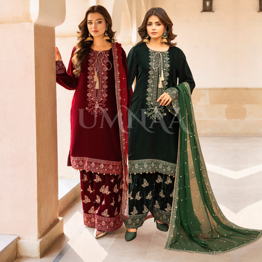 F-489 "Sehar" Embroidered Velvet Collection | Karma Collection
