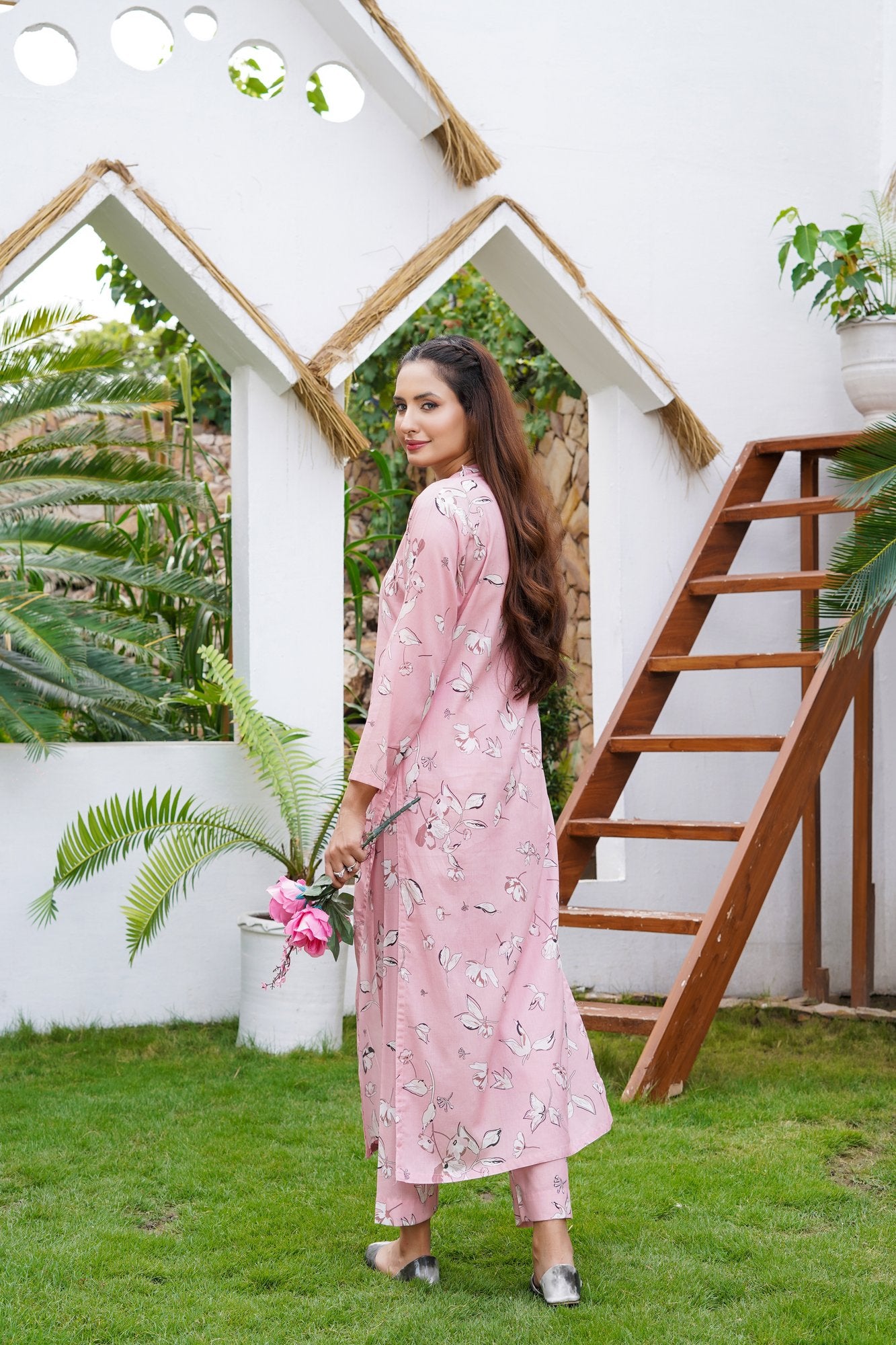 PINK Floral Printed Lawn 2 Pc - Simrans