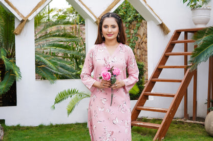 PINK Floral Printed Lawn 2 Pc - Simrans