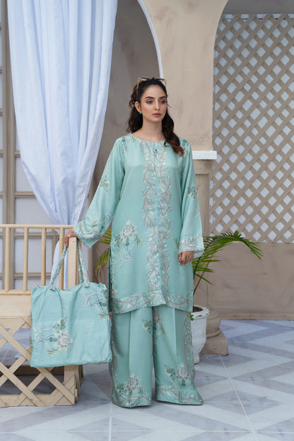 2 Printed Pakistani Co-Ords Set with Bag | Ready to Wear | Raniya.h | UMRAH0901