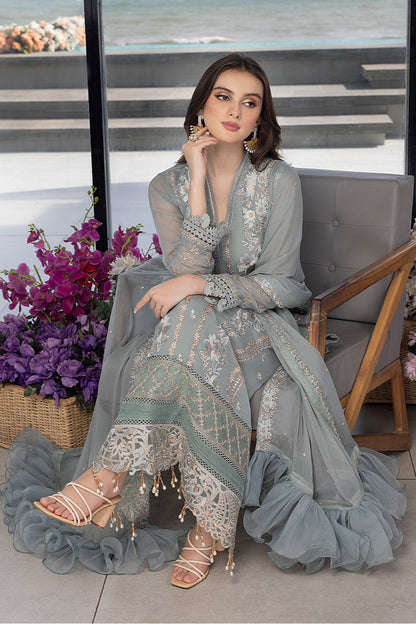 Luxe By Azure Embroidered 3 Piece Suits Floral Fringe