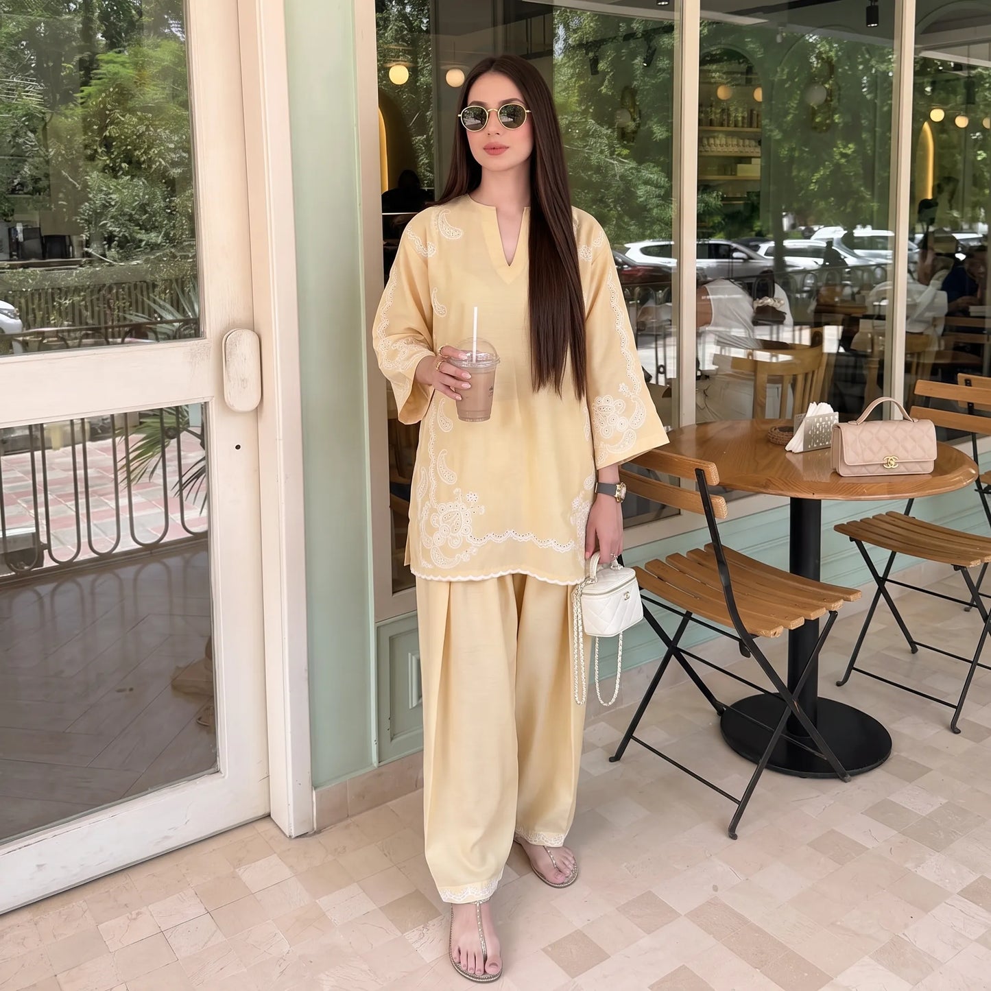 UA-261 Embroidered Cambric Cotton 2 Pc Co-Ord Set with Farshi Shalwar by Umnaa