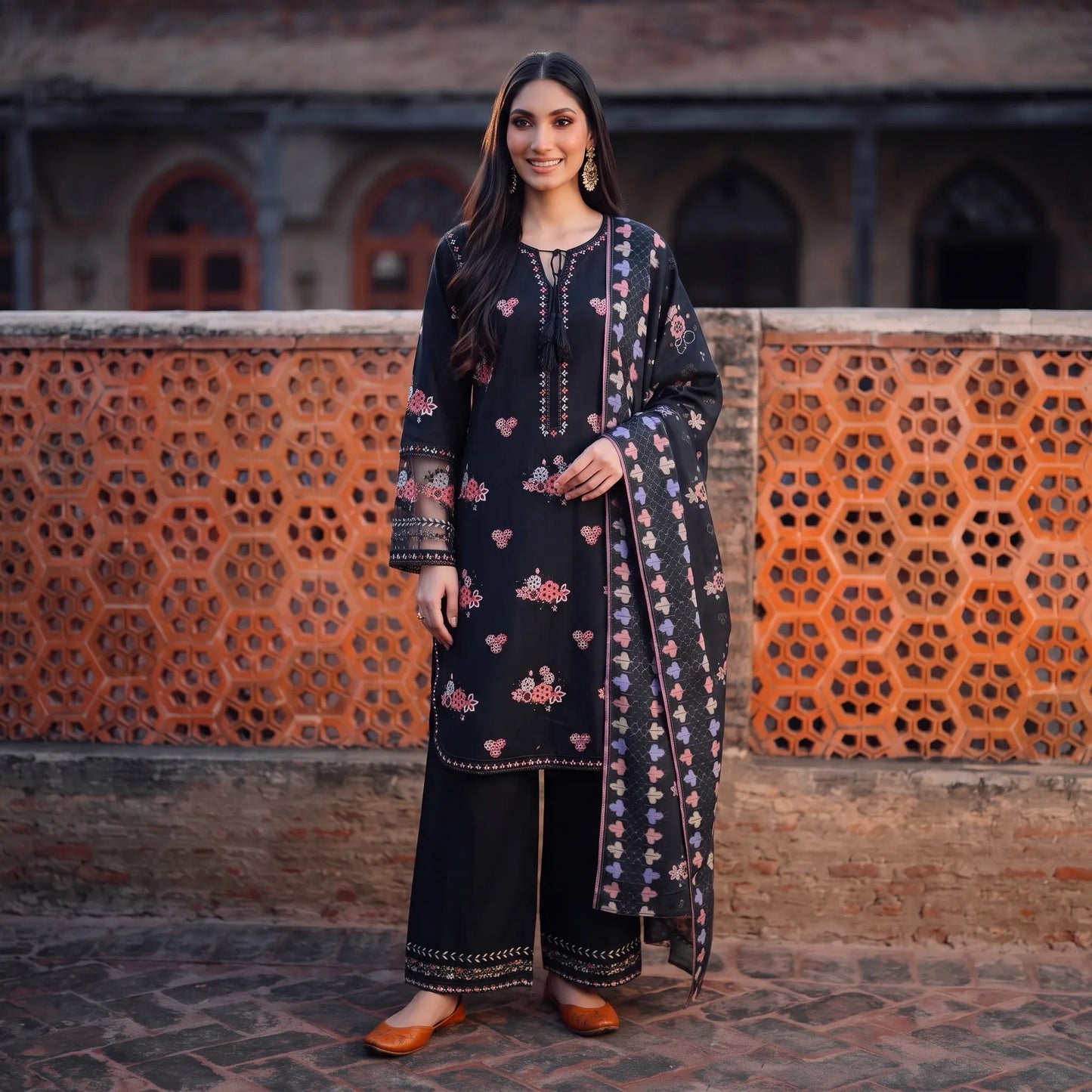 UA-267 Embroidered Cambric Cotton 3 Piece Collection by Umnaa