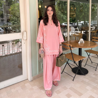 UA-261 Embroidered Cambric Cotton 2 Pc Co-Ord Set with Farshi Shalwar by Umnaa