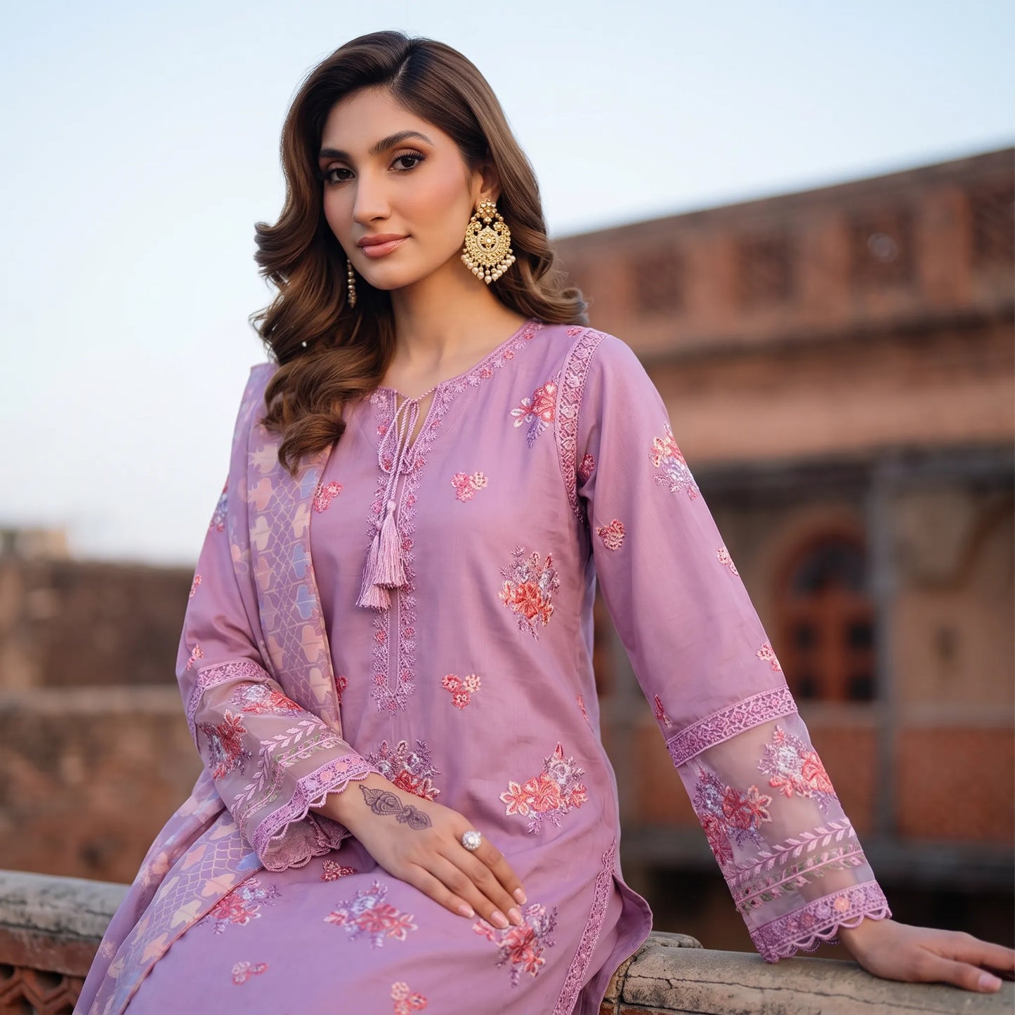 UA-267 Embroidered Cambric Cotton 3 Piece Collection by Umnaa