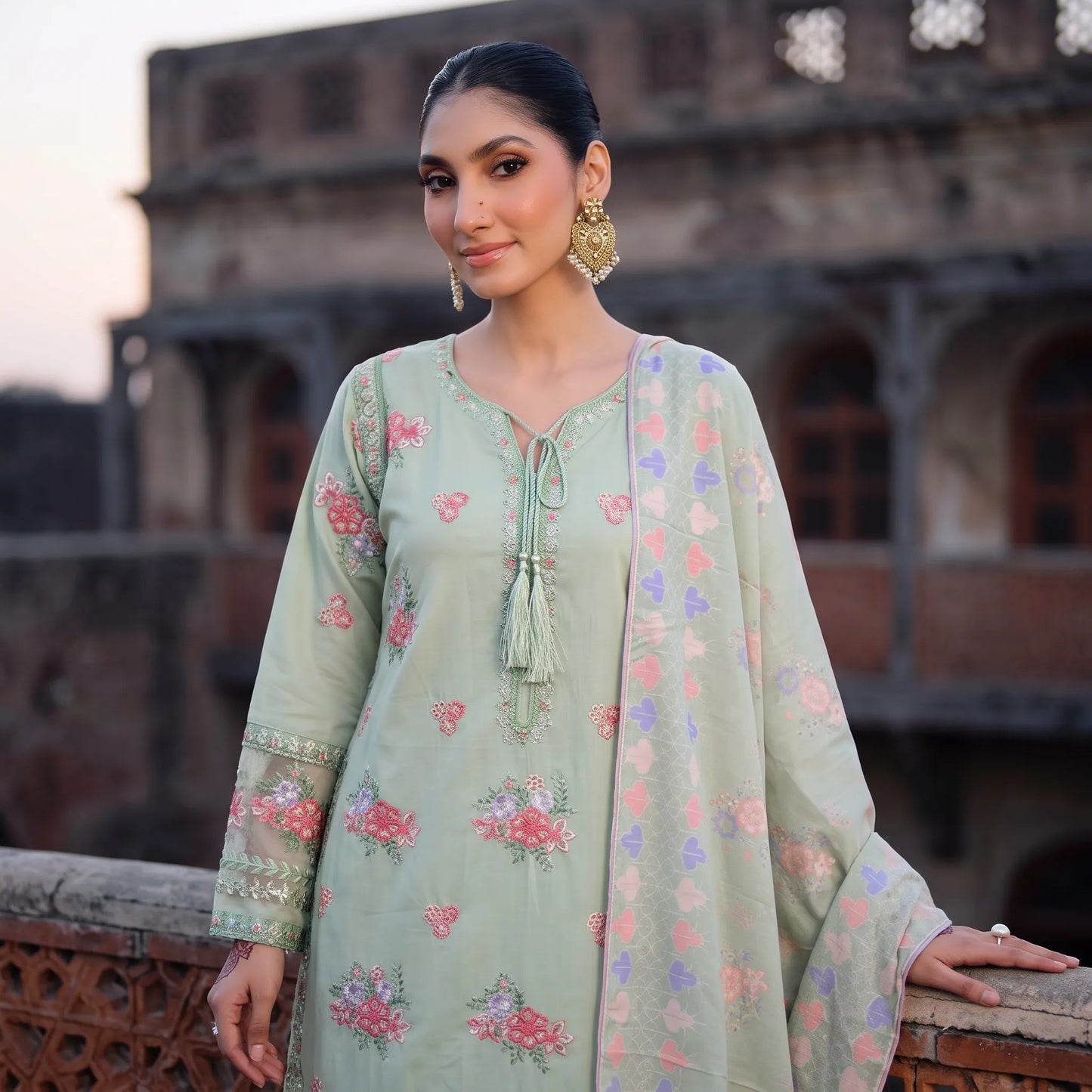UA-267 Embroidered Cambric Cotton 3 Piece Collection by Umnaa