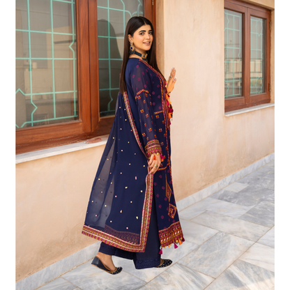 F-495 "Hayat" Embroidered Georgette Chiffon 3 Pc Collection