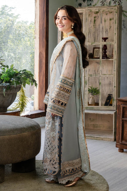 Ice Grey & Tame Teal | Embroidered Chiffon | Luxury Pret | 3 Pc | Ready to Wear | IMROZIA