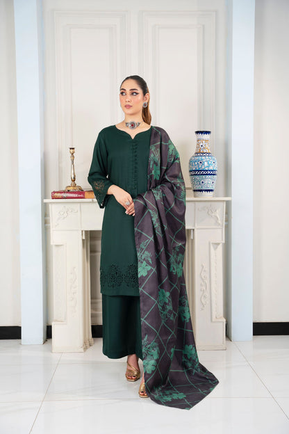 3 PC DHANAK LASERKARI DRESS WITH WOOL SHAWL-RANIYA.h