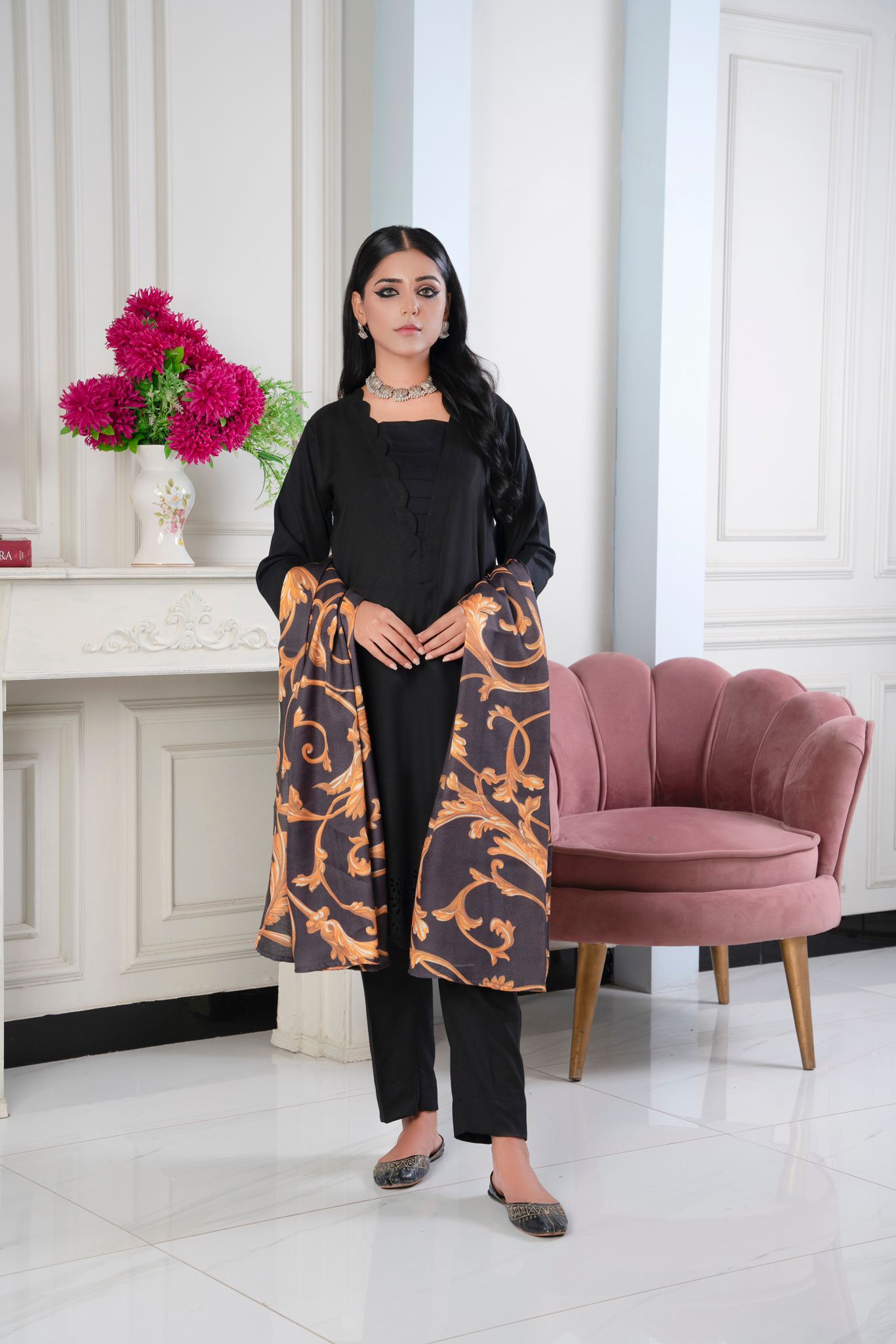 3 PC DHANAK LASERKARI DRESS WITH WOOL SHAWL-RANIYA.h