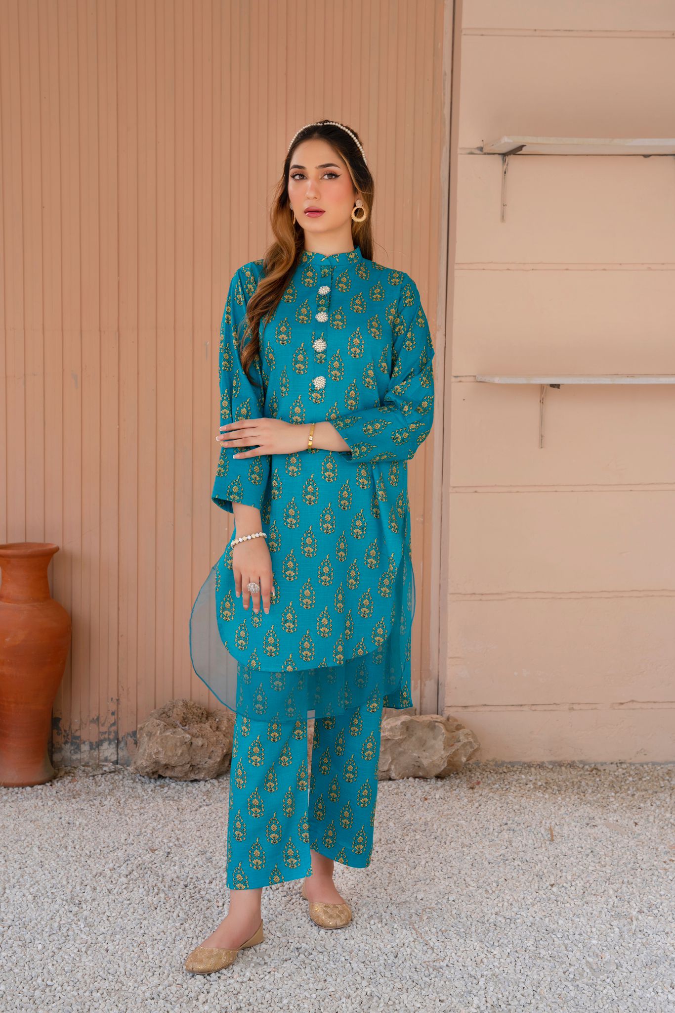 2- Piece Stitched Slub khaddar Outfit By RANIYA.H
