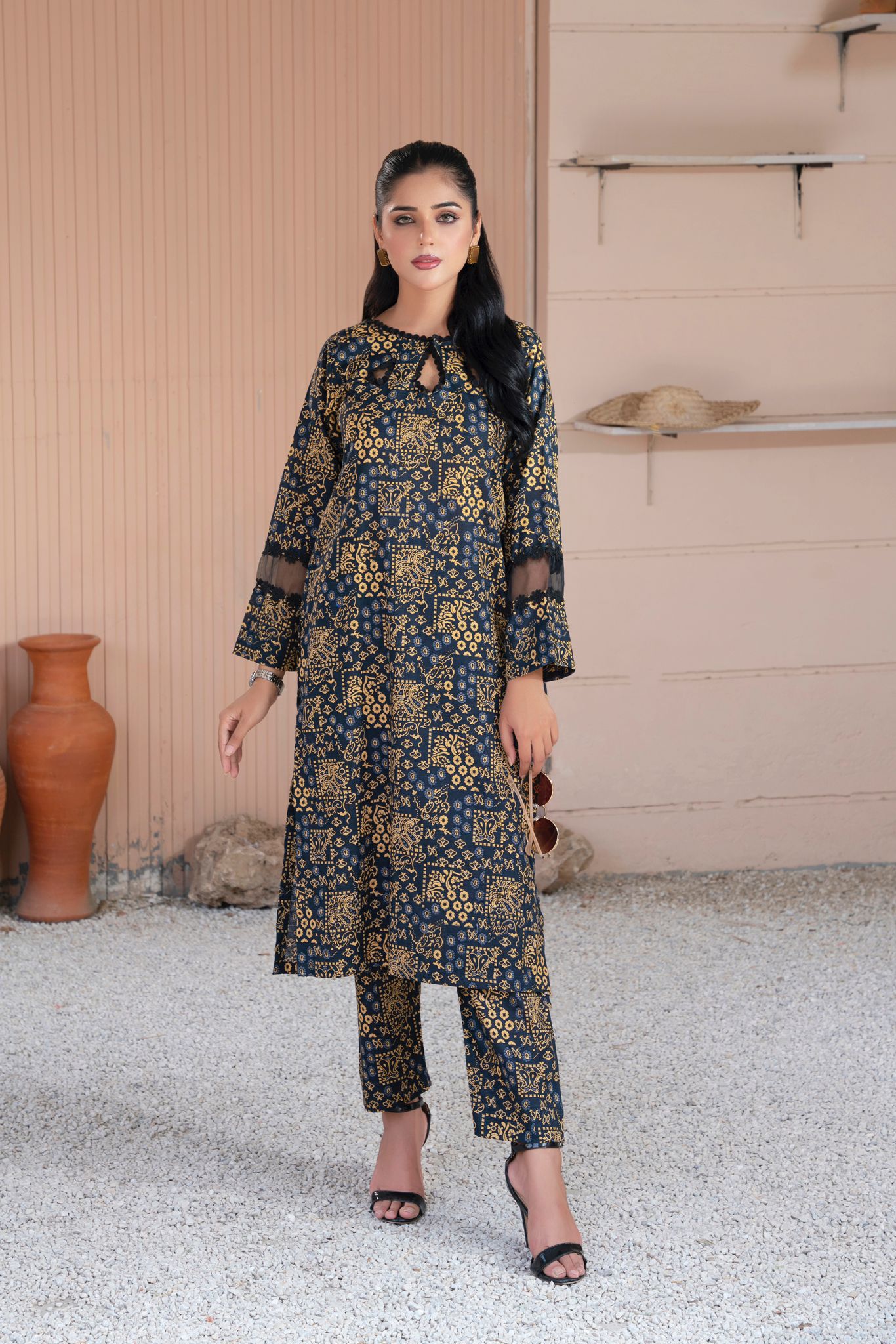 2- Piece Stitched Slub khaddar Outfit By RANIYA.H