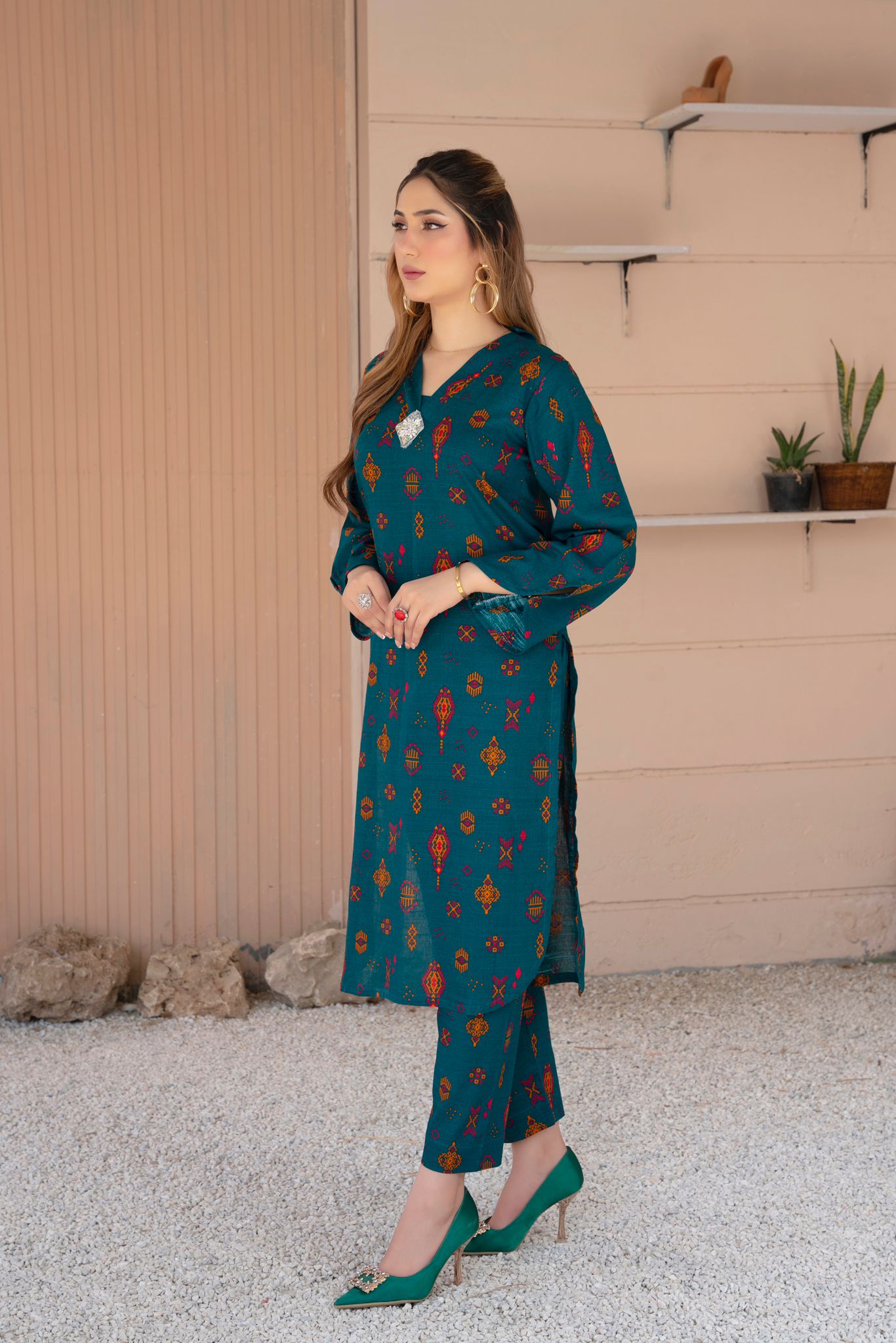2- Piece Stitched Slub khaddar Outfit By RANIYA.H