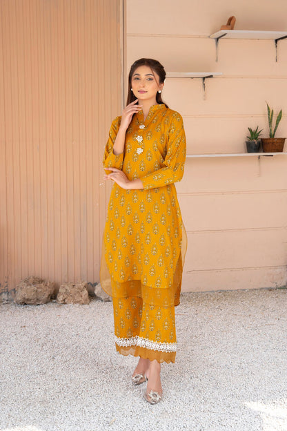2-Piece Stitched Slub khaddar Outfit By RANIYA.H