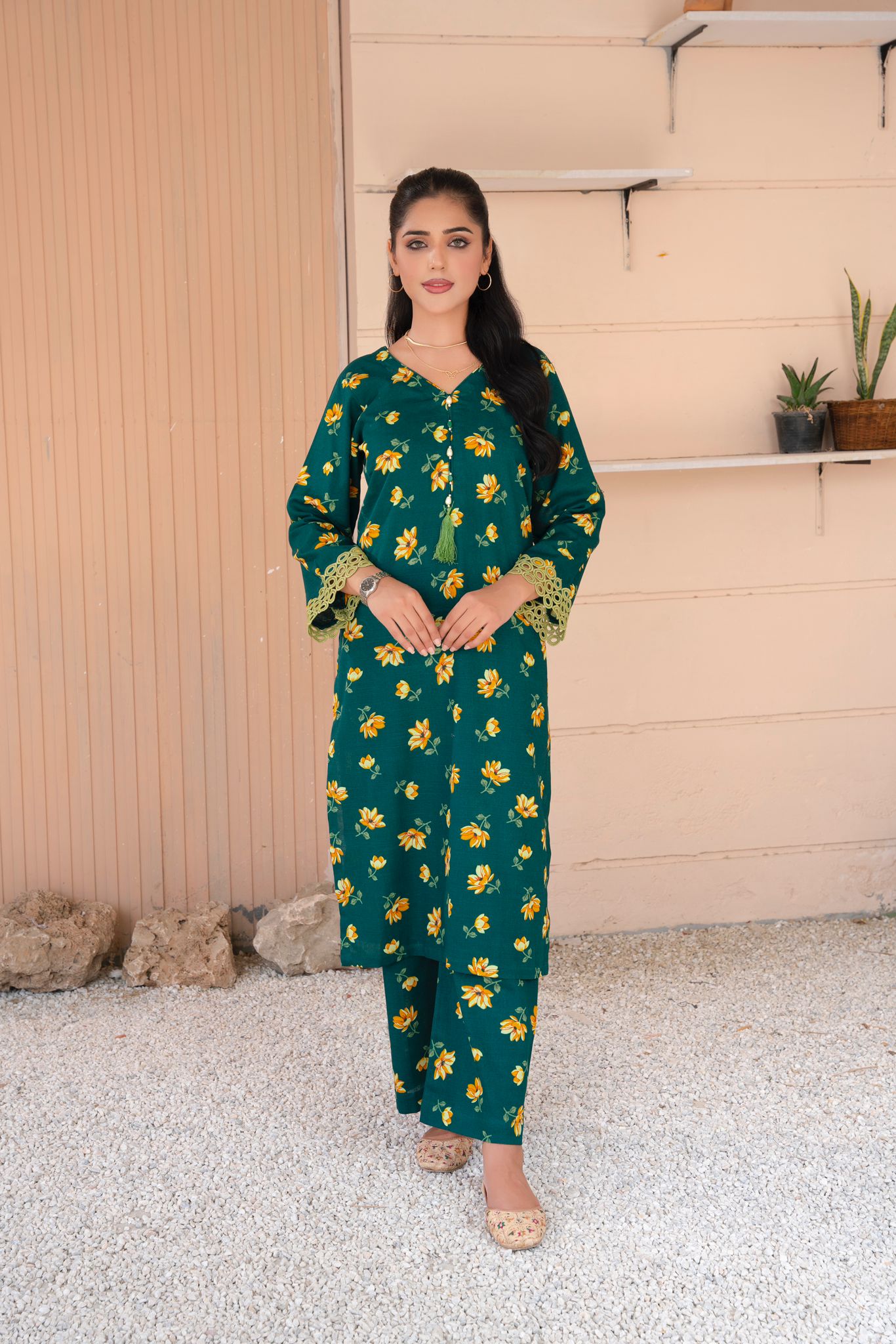 2- Piece Stitched Slub khaddar Outfit By RANIYA.H
