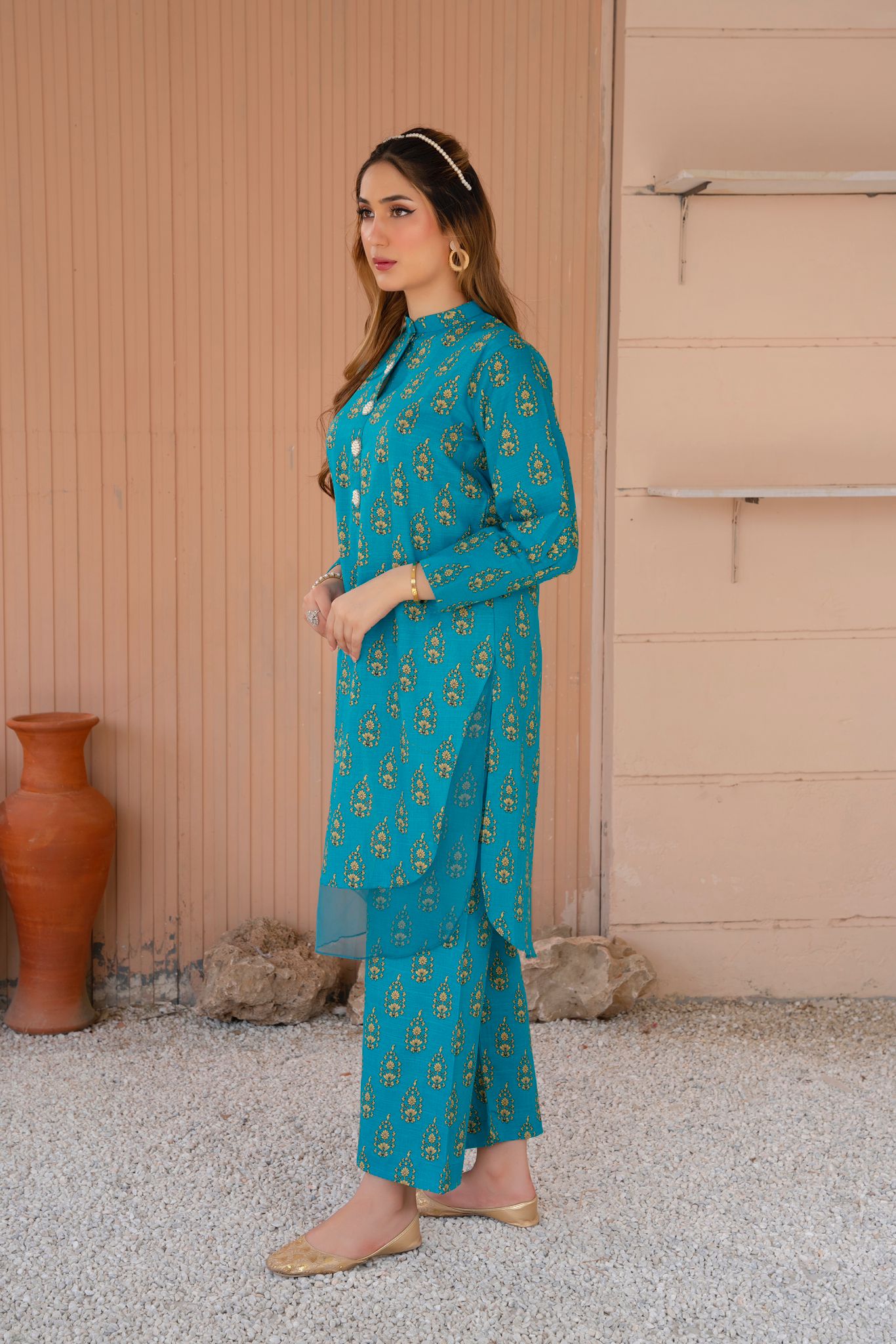 2- Piece Stitched Slub khaddar Outfit By RANIYA.H