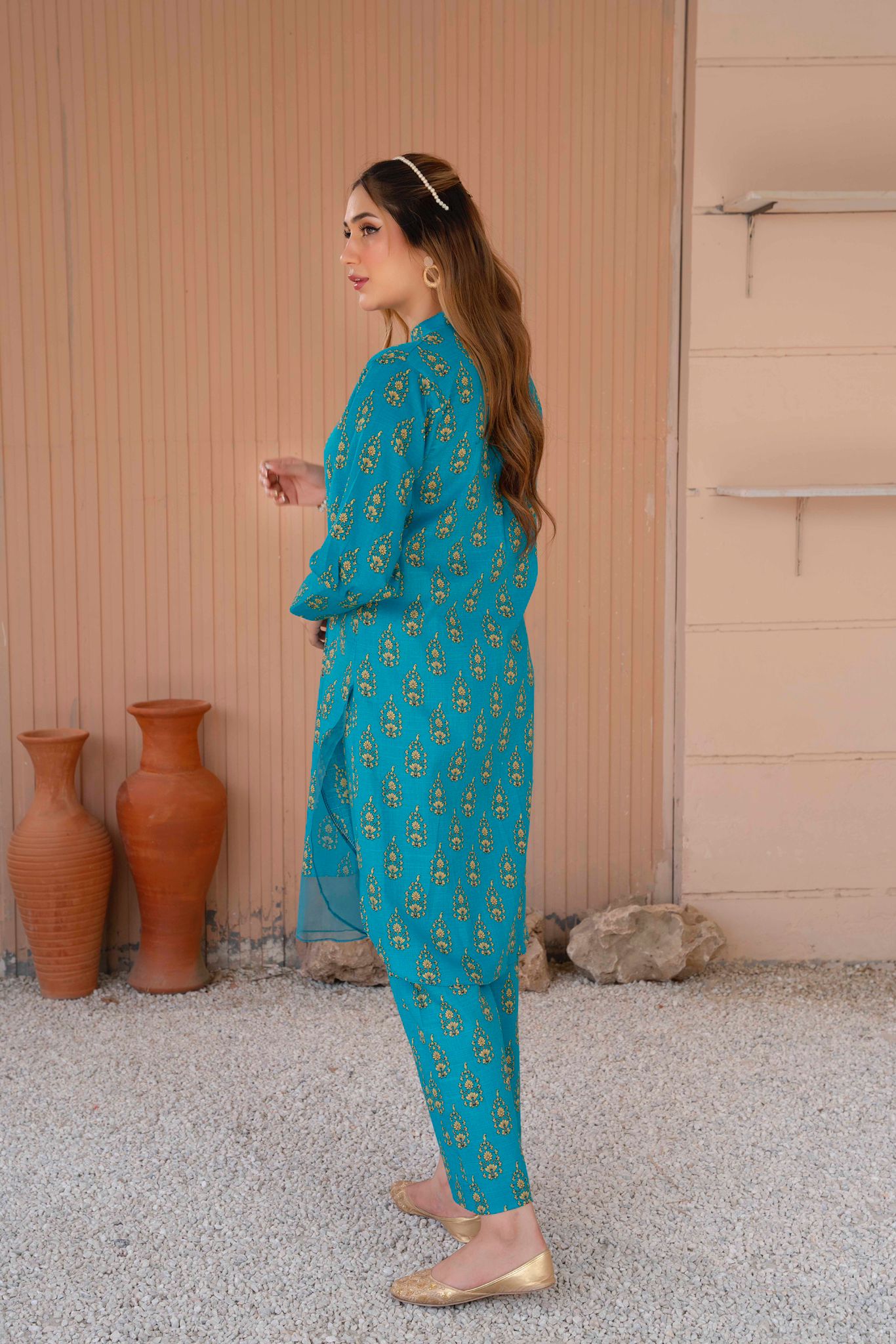 2- Piece Stitched Slub khaddar Outfit By RANIYA.H