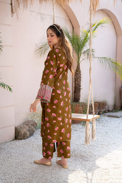 2- Piece Stitched Slub khaddar Outfit By RANIYA.H