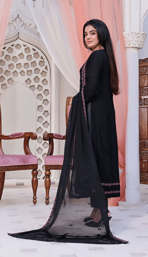 3 PIECE EMBROIDERED CHIFFON COLLECTION - (STAR LIGHT)
