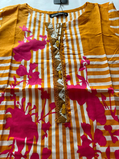 Tangerine 3 Pc Ready to wear Printed Lawn Dress - Saphron