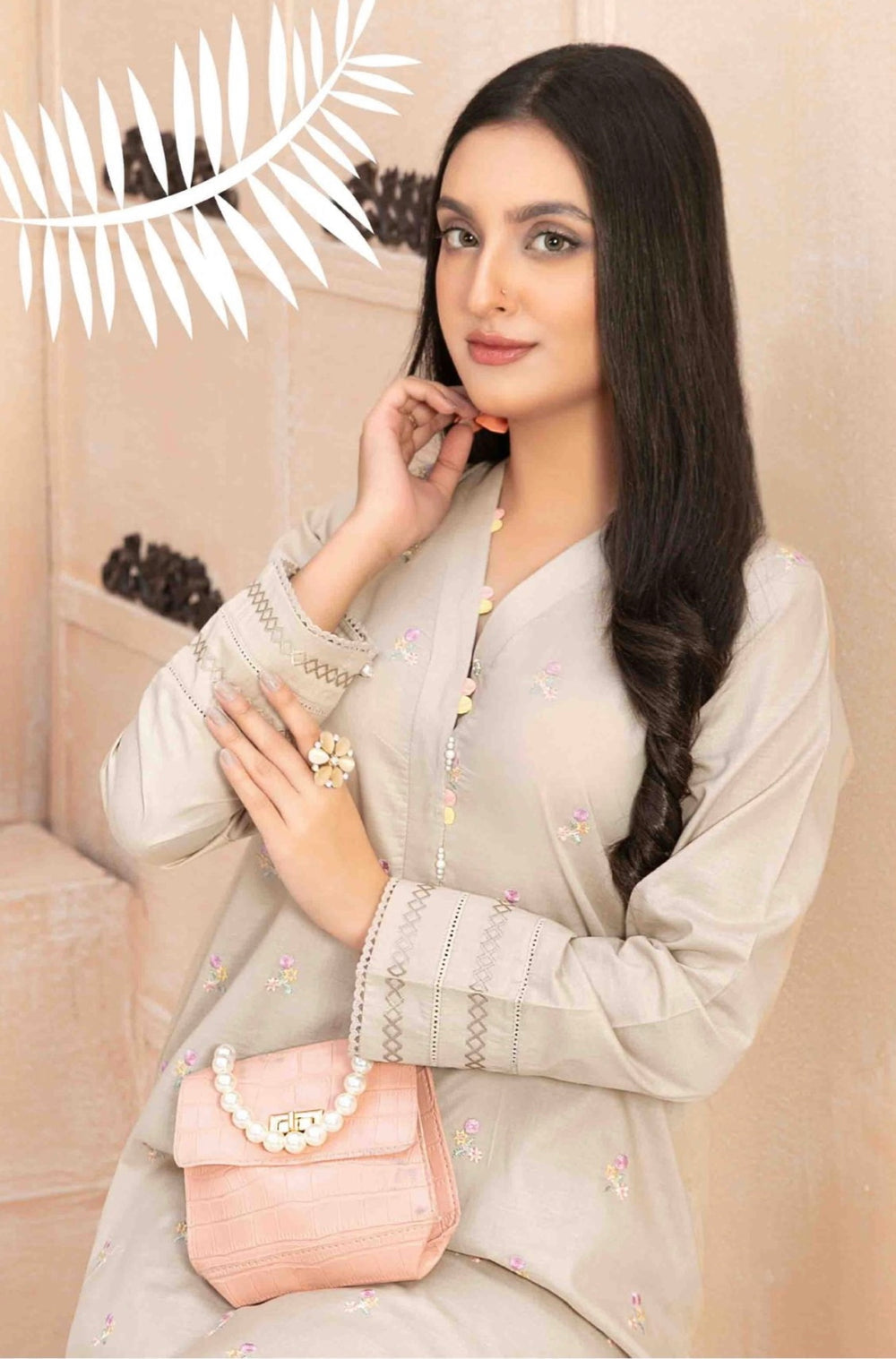 D-9049 2 Pc Embroidered Cotton Outfit - tawakkal