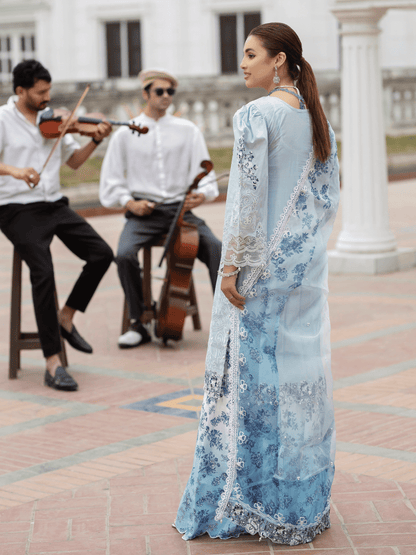 (ICE BLUE) 3 Pc Mother & Daughter "Ivana" Festive Cotton Dress by Simrans