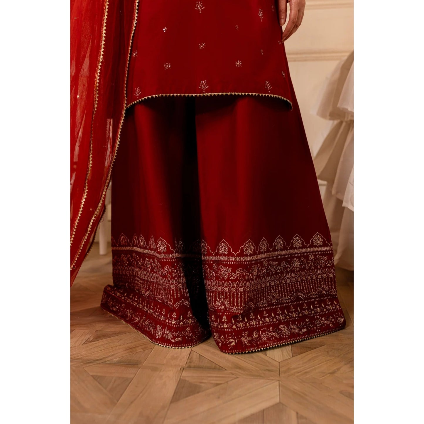 UA-70 (Maroon) 3 Pc Embroidered Cambric Cotton Collection  | Ready to Wear | UMNAA