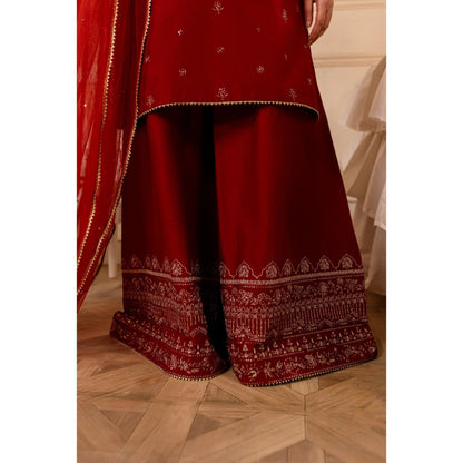 UA-70 (Maroon) 3 Pc Embroidered Cambric Cotton Collection  | Ready to Wear | UMNAA